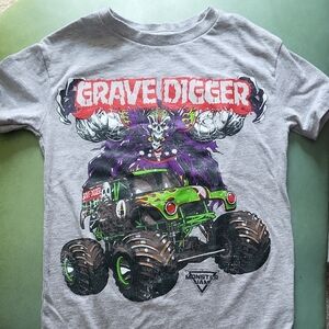 Monster Jam Grave Digger Kids Gray T-Shirt
